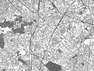 Naklejka premium Monochrome hand-drawn map of Higashimurayama, Japan, ideal for decorative and editorial use.