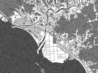 Obraz premium Artistic urban sketch of Hikari, Japan, detailed in black and white map form.