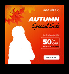 Autumn Special Sale Social Media Banner Template &ndash; Seasonal Discount Promotion Design