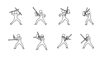 Vector art of eskrima stick figure
