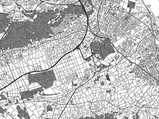 Naklejka premium Monochrome hand-drawn map of Iruma, Japan, ideal for decorative and editorial use.
