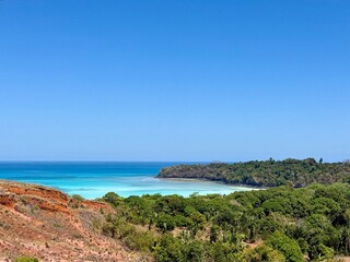 Turquoise waters of Nosy Iranja sandbank in Madagascar