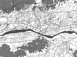 Fototapeta premium Artistic urban sketch of Iwade, Japan, detailed in black and white map form.