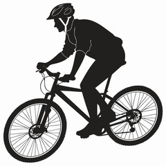 Obraz premium Black silhouette of a man riding a mountain bike bicycle