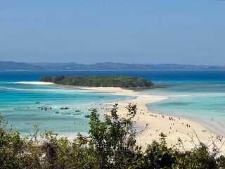 Turquoise waters of Nosy Iranja sandbank in Madagascar
