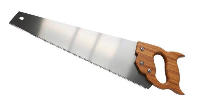 Hand saw with wooden handle isolated PNG with Transparent Background