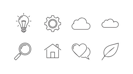Vector art of set of outline icons