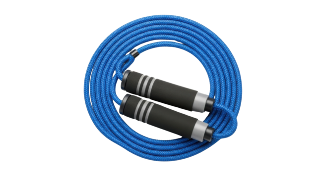 Blue jump rope for fitness workout isolated PNG with Transparent Background