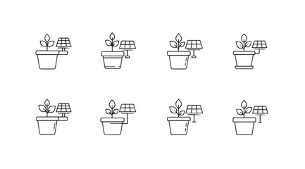 Vector art of solar plant isolated