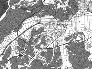 Naklejka premium Monochrome hand-drawn map of Kaga, Japan, ideal for decorative and editorial use.