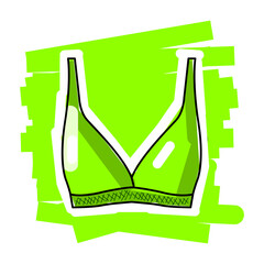 women green bra. Women's underwear design. Female fashion and clothing vector illustration