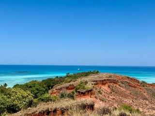 Turquoise waters of Nosy Iranja sandbank in Madagascar