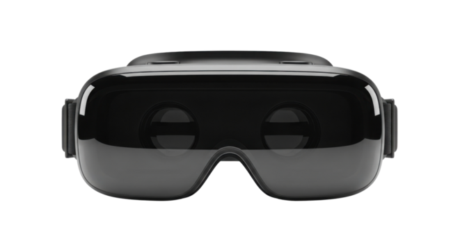 Black Virtual Reality VR Headset isolated PNG with Transparent Background
