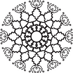 Black and White Mandala Geometric Illustration