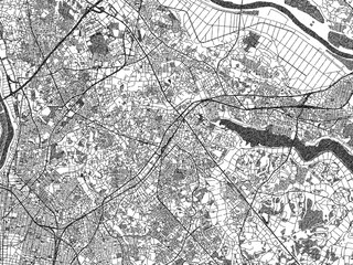 Fototapeta premium Sketch-style black and white map of Kashiwa, Japan, perfect for illustration and wall art.