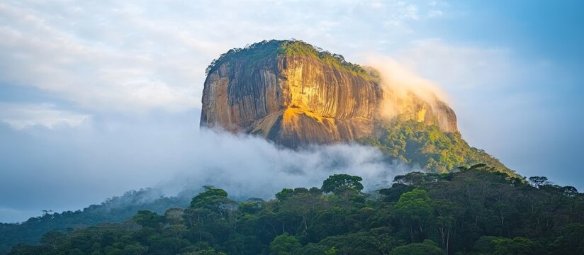 Spectacular G,vea Rock Emerging from Clouds in Tijuca Forest, Rio de Janeiro