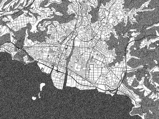 Fototapeta premium Monochrome sketch map of Kirishima, Japan, ideal for posters, prints, and travel design.