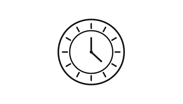 Simple black line clock icon