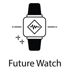 Future Watch Icon for Smart Wearable Technology and Innovative Digital Timekeeping Device