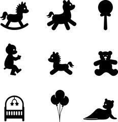 Baby Silhouette Bundle | Cute Infant Toys and Nursery Vector Set