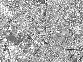 Naklejka premium City map illustration of Machida, Japan, rendered in black and white sketch style.