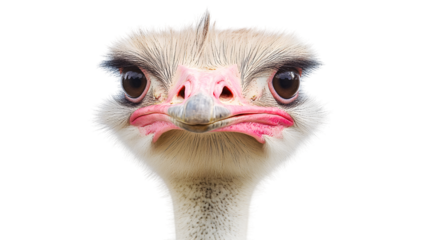 Ostrich Head, isolated on white background.