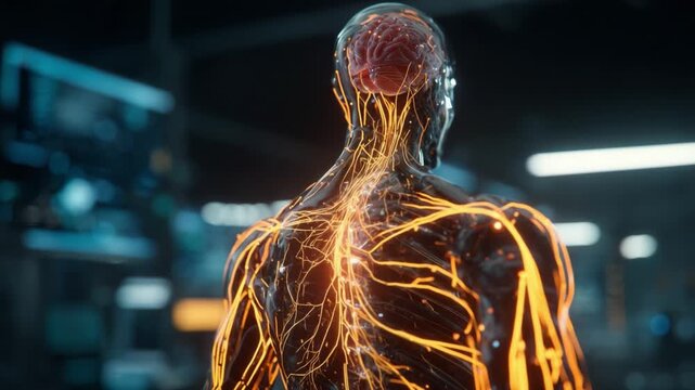 A Detailed Visualization of the Human Nervous System: Exploring the Intricacies of Nerve Connections and Brain Functionality in a Stunning Anatomical Representation
