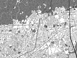 Naklejka premium Decorative monochrome illustration of Mino, Japan, showing its detailed grid.