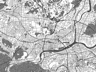 Naklejka premium Detailed black and white map of Minokamo, Japan, in artistic sketch style.
