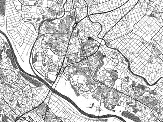 Naklejka premium Illustrated map of Moriya, Japan, in black and white hand-drawn digital style.