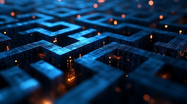 Intricate network representing digital infrastructure, security pathways and design