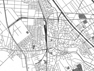 Poster-ready monochrome city map of Niitsu-honcho, Japan, with detailed streets and rivers.