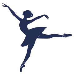 Dark Blue Silhouette of a Ballet Dancer in Motion white background ©  MST RABEYA  BEGUM
