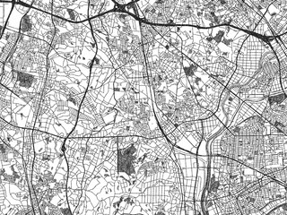 Hand-drawn style black and white city map of Obu, Japan, ready for wall art or editorial projects.