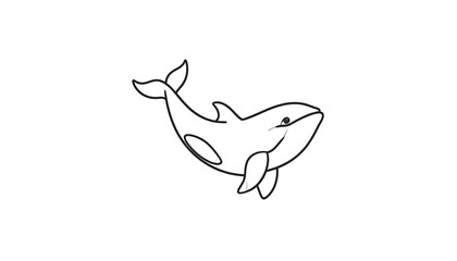Obraz premium Simple black outline drawing of a playful orca