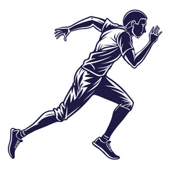 Dark blue silhouette of a man running forward speed