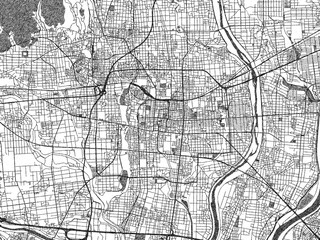 Fototapeta premium Black and white map poster of Ogaki, Japan, illustrated in hand-drawn style.