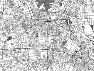 Fototapeta premium Hand-drawn style black and white city map of Ota, Japan, with detailed streets and textures.