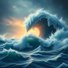 The Thought-Tsunami ERODING existence into coastlines of crystallized ideas and storms of raw potential, forging serene stars, Conceptual Cataclysm