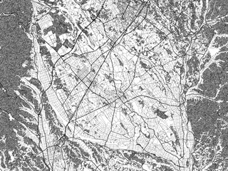 Artistic monochrome city map of Otawara, Japan, created in a hand-drawn style.