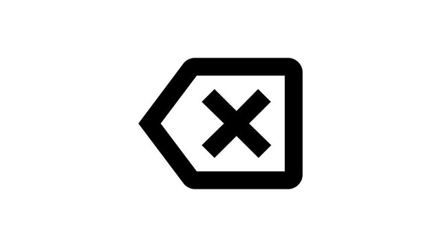 Backspace key icon with x on transparent background suitable for digital editing software. Perfect for illustrating deleting or erasing actions in design projects.