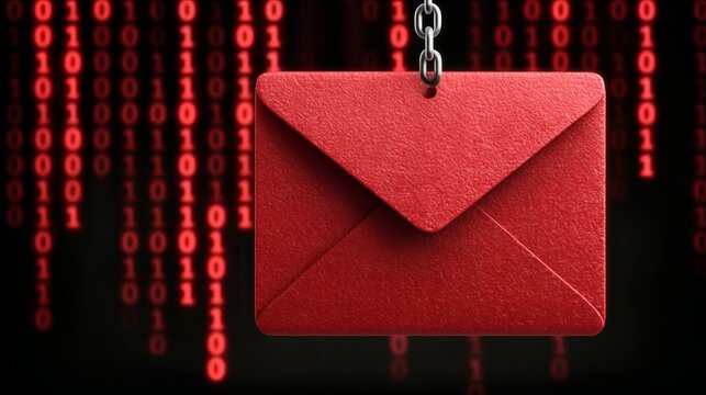 Digital Age Communication Danger Hanging Mail Symbolizing Cyber Threats and Data Safety Issues