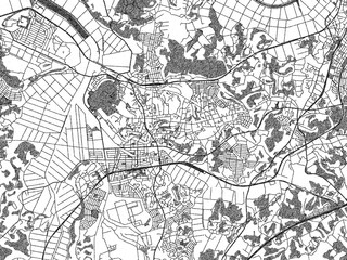 Fototapeta premium Black and white cartographic illustration of Sakura, Japan, in hand-drawn sketch form.