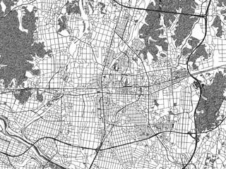 Monochrome hand-drawn map of Sano, Japan, ideal for decorative and editorial use.