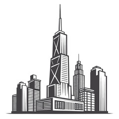 Obraz premium Dark gray city skyline silhouette on white background 1