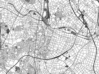 Naklejka premium Stylized black and white urban map of Satte, Japan, hand-drawn style for decor and creative use.