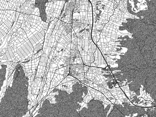 Fototapeta premium Stylized black and white urban map of Shiojiri, Japan, hand-drawn style for decor and creative use.