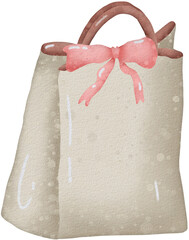 Watercolor Gift Bag With Pink Bow