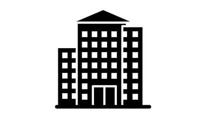 Simple black silhouette of a modern office building