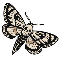 Death's Head Moth with Skull Pattern and Ornate Wings